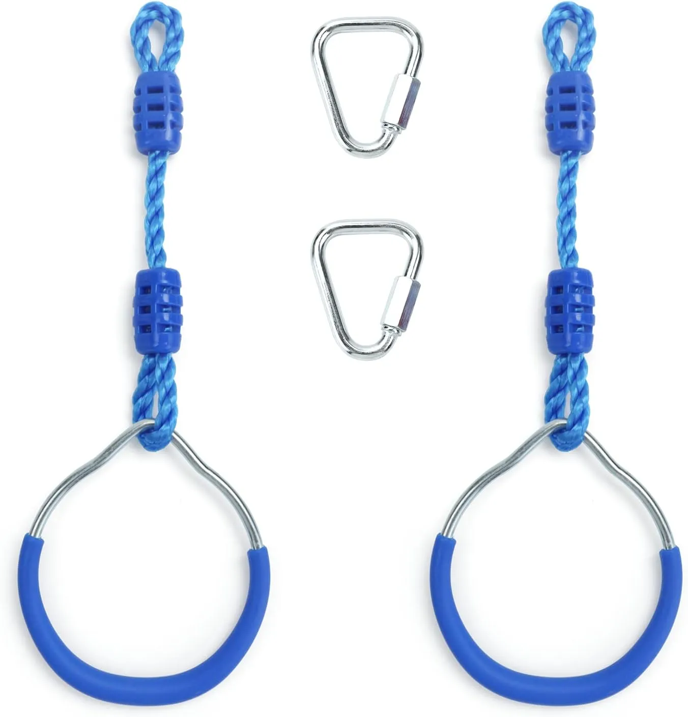 Ninja Ring Backyard Gymnastic Fitness Fist Jungle Gym Play Set Kids Playground Training Equipment, 2 Blue Fun Swing Monkey Bar Hang Climbing Ring Warrior Obstacle Course Trapeze Slackline Attachments