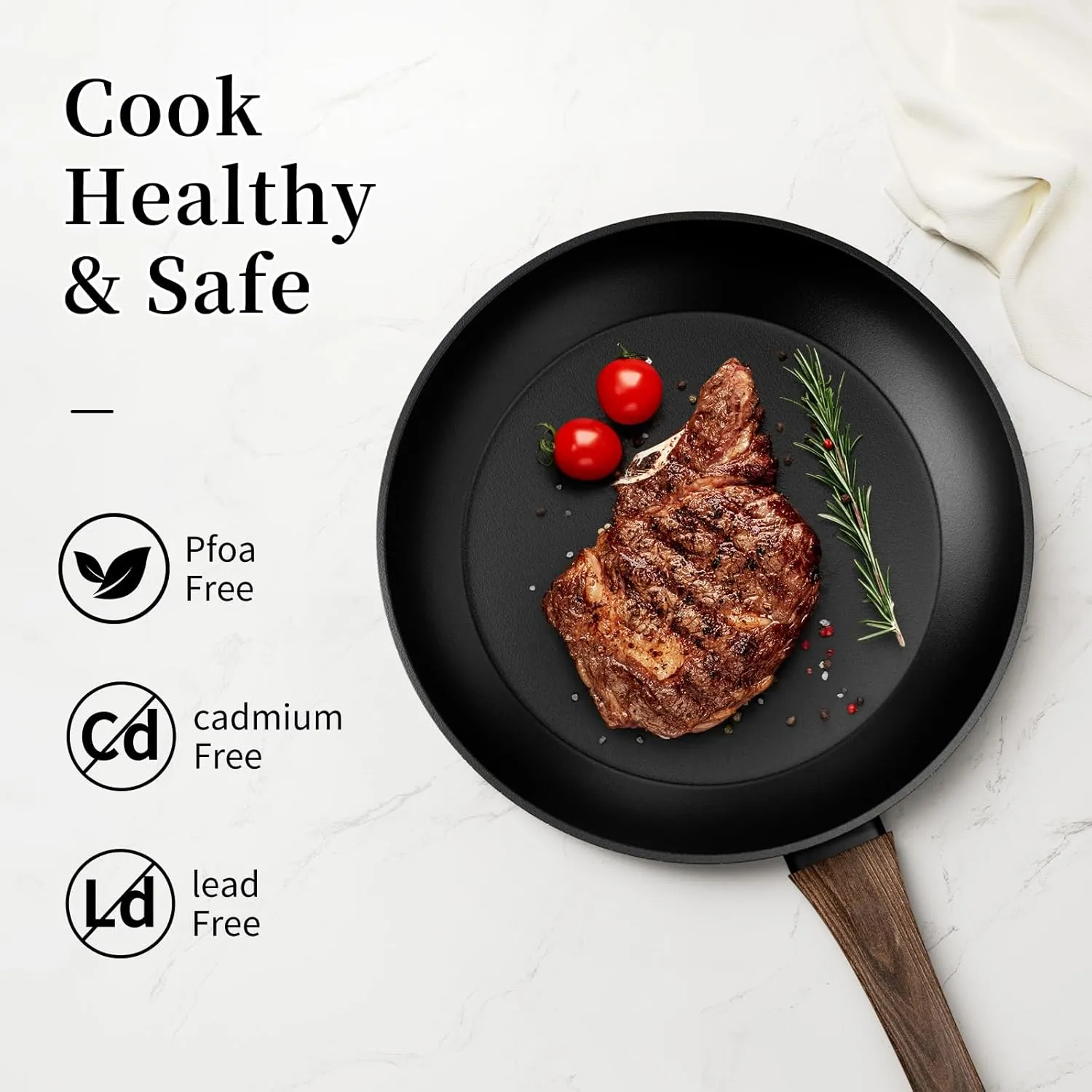 Non Stick Frying Pan, Frying Pan Nonstick Egg Pan Non Toxic, Small Skillet Pans Omelette Pan, Induction Compatible, PFOA Free Healthy Pans(8 Inch, Black)