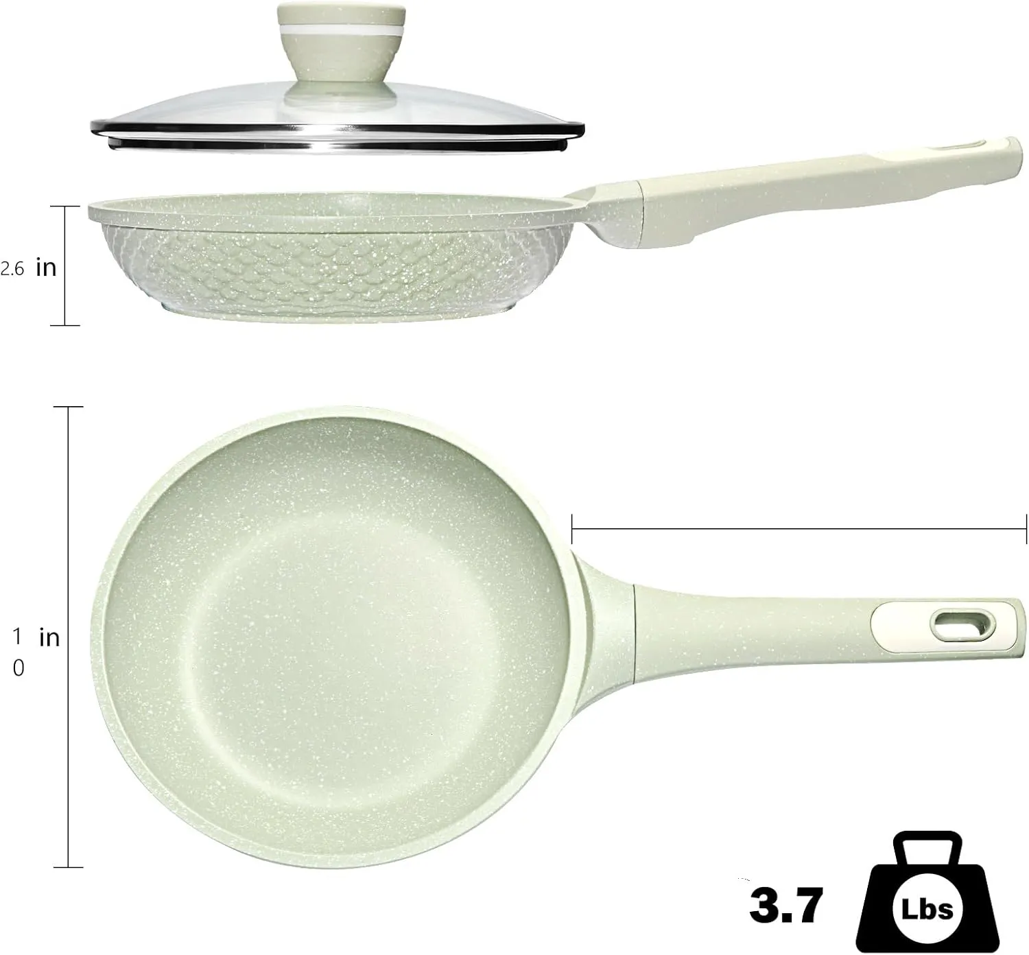 Non stick Frying Pans 10 in Skillet with Lid, Omelet Pan, Small Frying Pans Nonstick, Healthy Cookware Non Toxic Chefs Pan, Egg Pan with Heat Resistant Handle,100% PFOA PFAS-Free, Cooking all stovetop