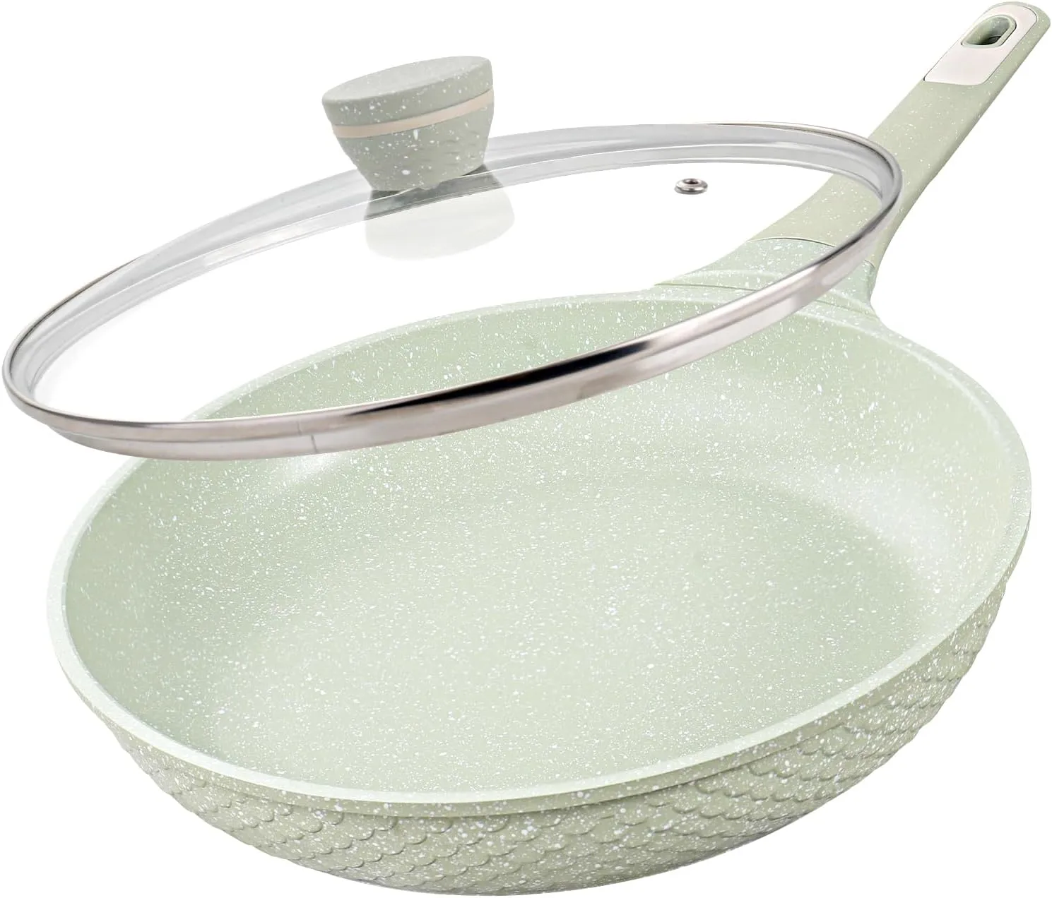 Non stick Frying Pans 10 in Skillet with Lid, Omelet Pan, Small Frying Pans Nonstick, Healthy Cookware Non Toxic Chefs Pan, Egg Pan with Heat Resistant Handle,100% PFOA PFAS-Free, Cooking all stovetop