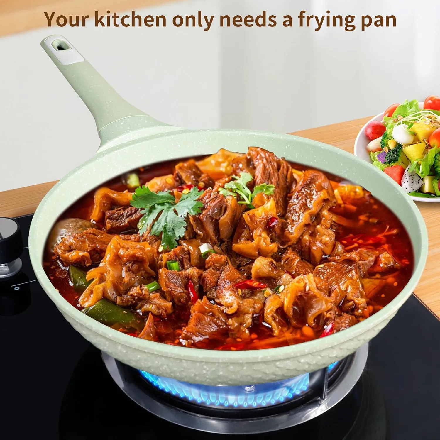 Non stick Frying Pans 10 in Skillet with Lid, Omelet Pan, Small Frying Pans Nonstick, Healthy Cookware Non Toxic Chefs Pan, Egg Pan with Heat Resistant Handle,100% PFOA PFAS-Free, Cooking all stovetop