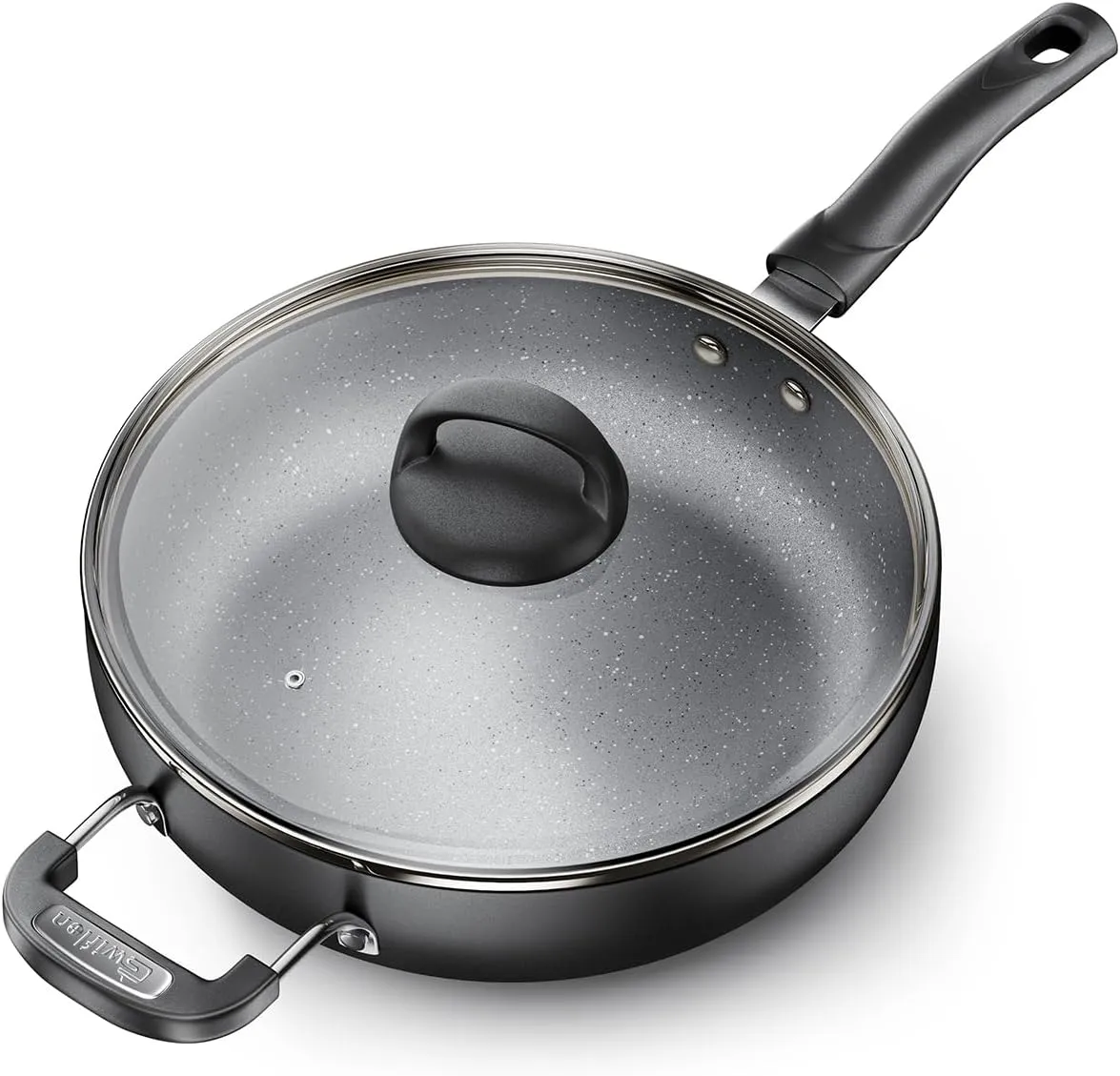 Non Stick Frying Pans,Deep Frying Pan with Heat-Resistant Glass Lid, Nonstick Skillets,Saute Pan,Full Induction, Attached Ear Design, Cookware for All Stovetops,PFOA-free（10inch