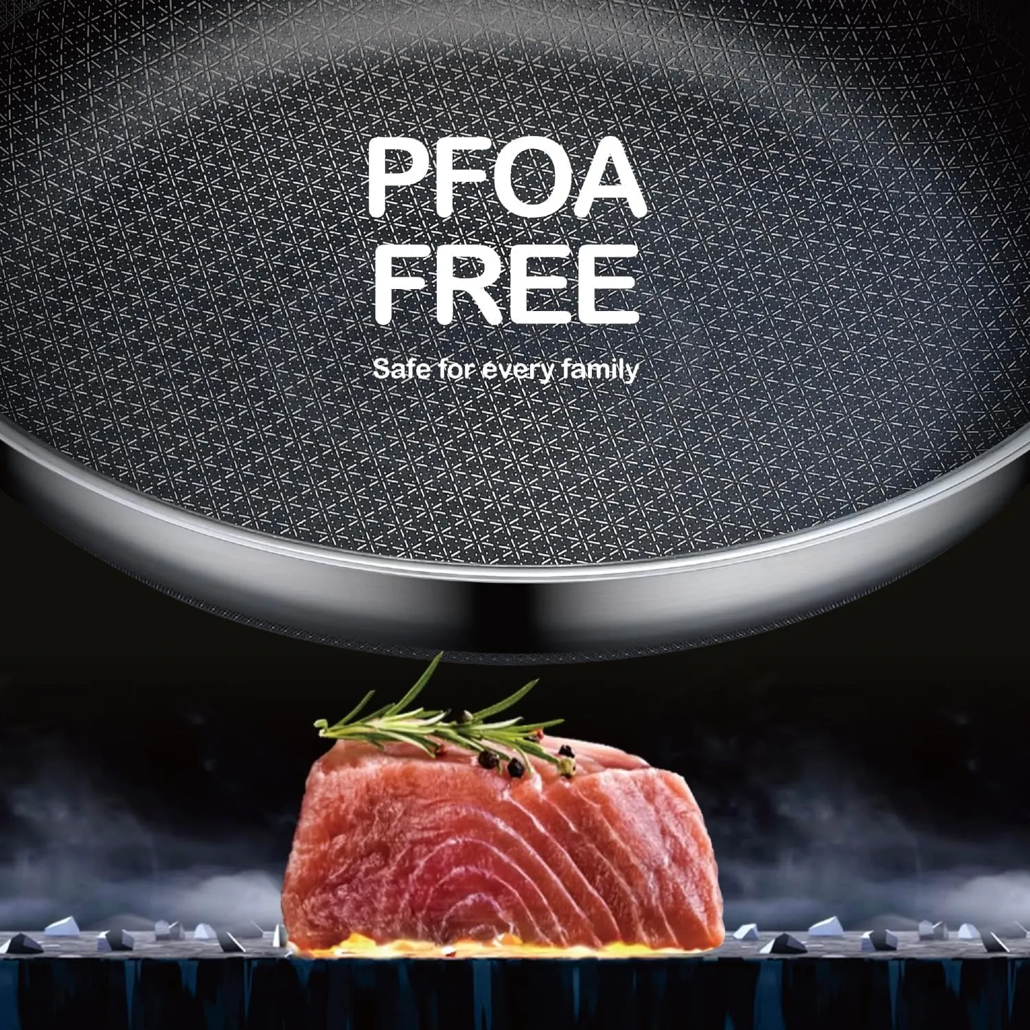 Non Stick Frying Pans,Hybrid 12 inch Frying Pans Nonstick,PFOA Free Cookware,non stick Stainless Steel Skillets,Dishwasher and Oven Safe, Works on Induction,Ceramic and Gas Cooktops