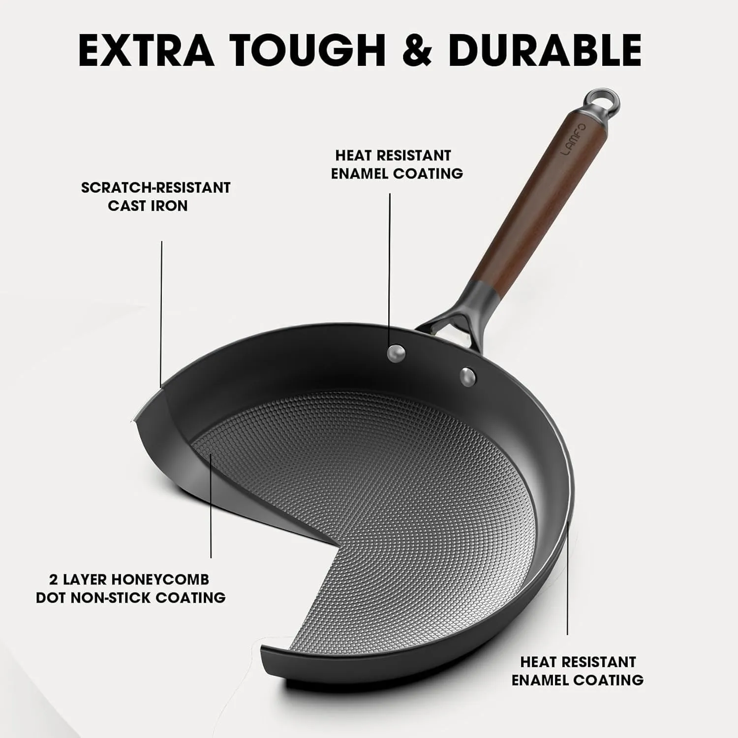Nonstick Frying Pan Skillet,10" Inch Non Stick Frying Pans Cast Iron Skillets With Woden Handle Cookware,Oven Dishwasher Safe,Kitchen Gadgets Fathers Mothers Day Gifts