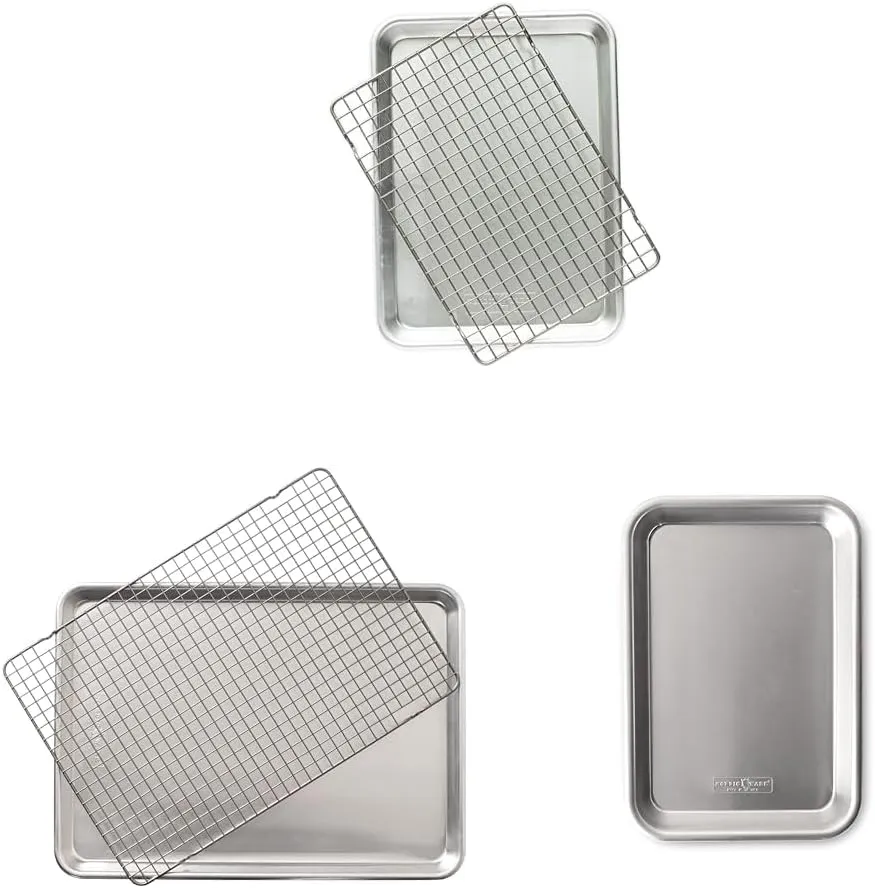 Nordic Ware Naturals® Quarter Sheet with Oven-Safe Nonstick Grid & - 43172AMZM Nordic Ware Half Sheet with Oven Safe Nonstick Grid, 2 Piece Set, Natural & 1/8 Sheet Pan, 1-Pack, Aluminum