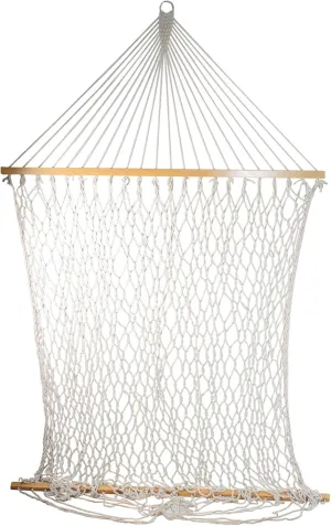 Northlight 78" White Lattice Macrame Netted Hammock with Bars