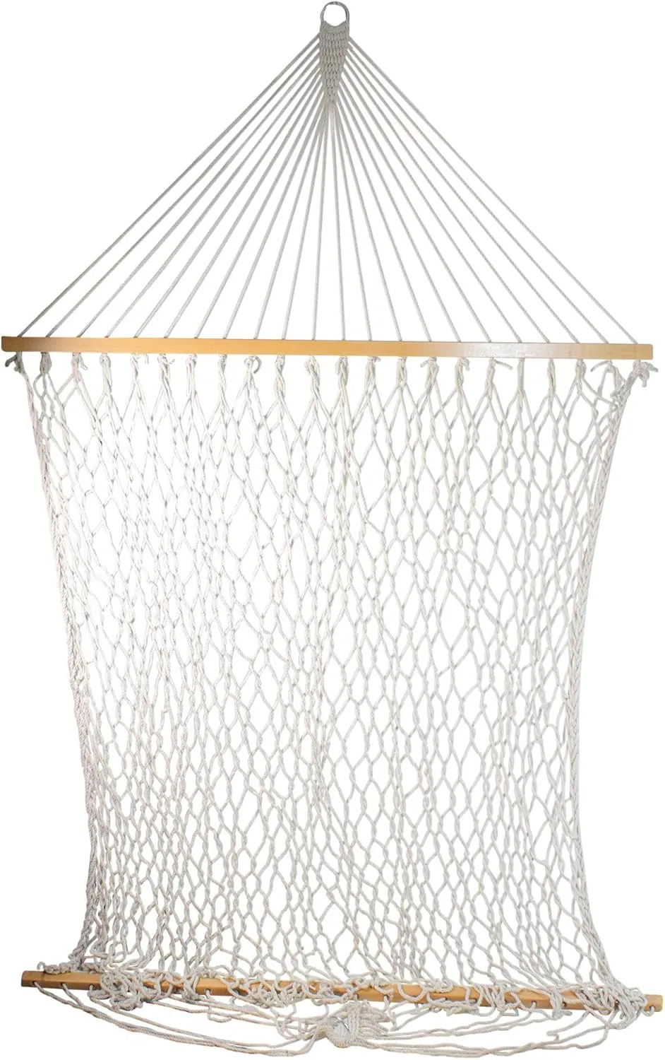 Northlight 78" White Lattice Macrame Netted Hammock with Bars