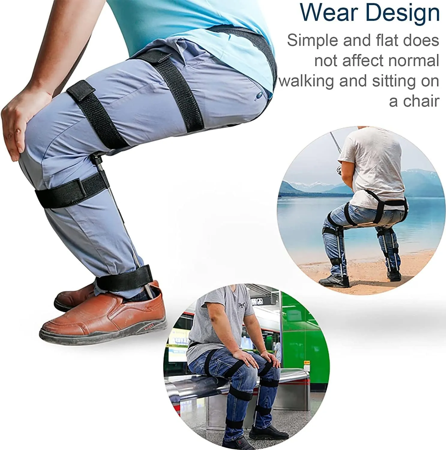 NYCDA Portable Adjustable Seat Wearable Invisible Chair Portable Folding Outdoor Magic Fishing Stool Anytime Anywhere Camping Folding Stool Concert Subway Bus Withstands 330Lbs X-Large