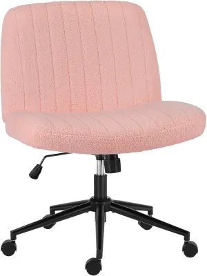 OLIXIS Criss Cross Legged Chairs Armless with Wheels Wide Seat Height Adjustable Swivel Padded Home Office Desk Seating for Bedroom, Student, Study Room