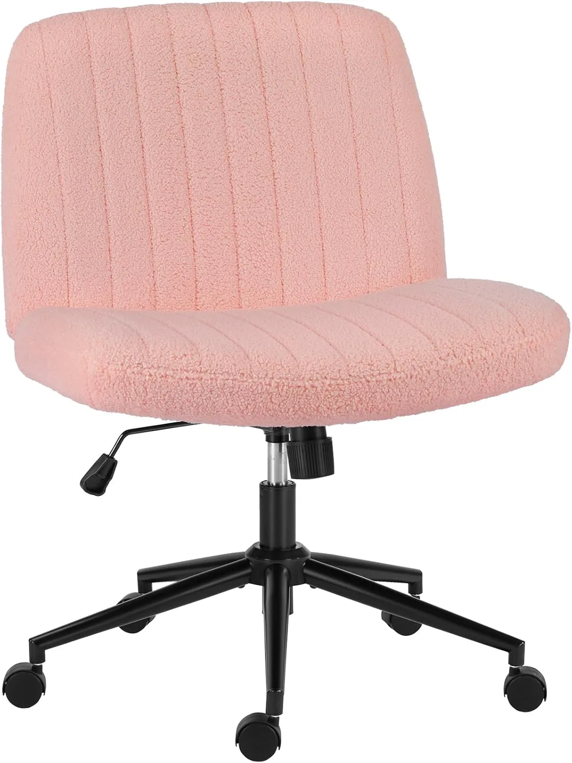 OLIXIS Criss Cross Legged Chairs Armless with Wheels Wide Seat Height Adjustable Swivel Padded Home Office Desk Seating for Bedroom, Student, Study Room