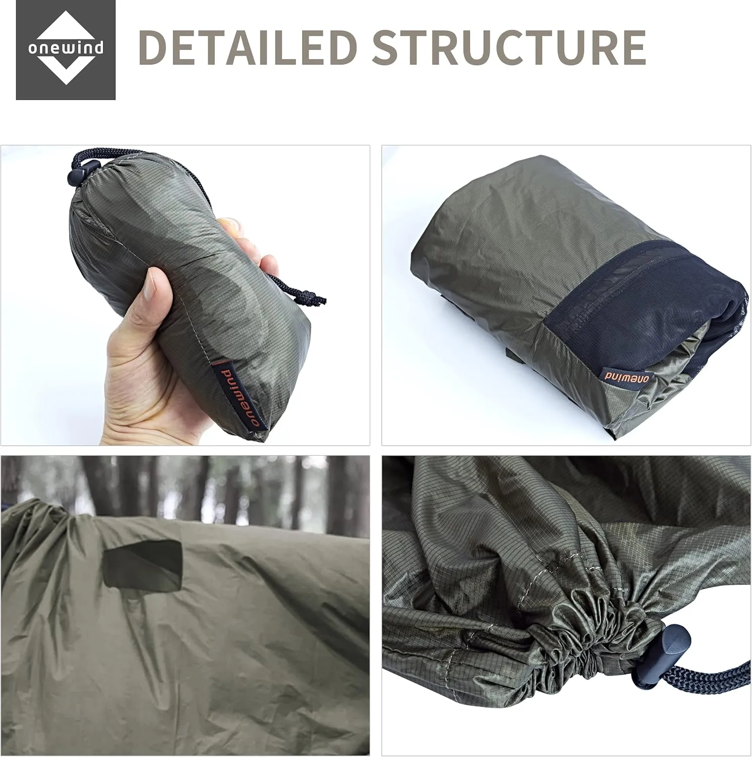 onewind Premium Hammock Zipper Windsock for Zipper Netted Hammock, Hammock Winter Sock for Wind Blocker, Lightweight and Wind-Resistant Protector for Cold Weather, OD Green