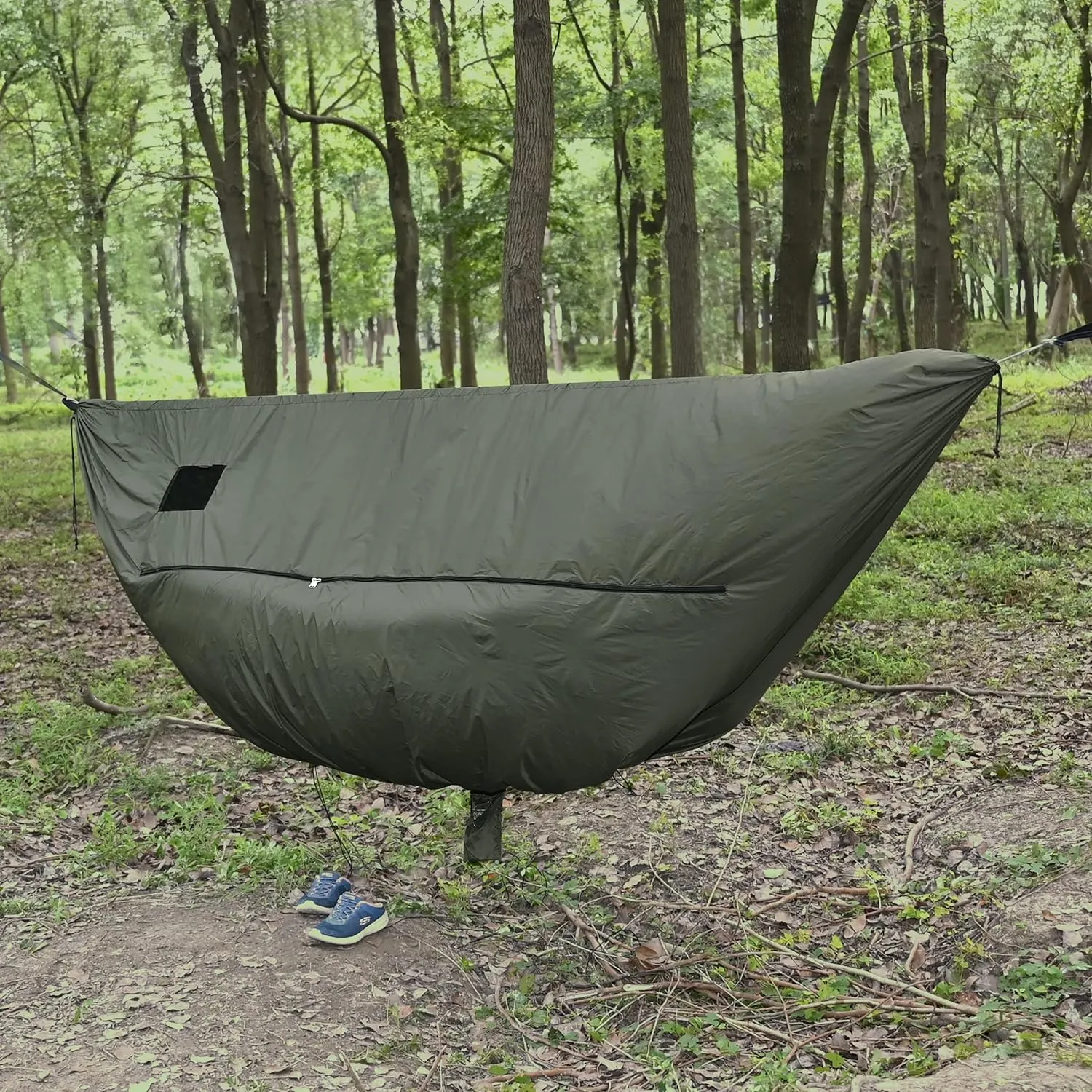 onewind Premium Hammock Zipper Windsock for Zipper Netted Hammock, Hammock Winter Sock for Wind Blocker, Lightweight and Wind-Resistant Protector for Cold Weather, OD Green