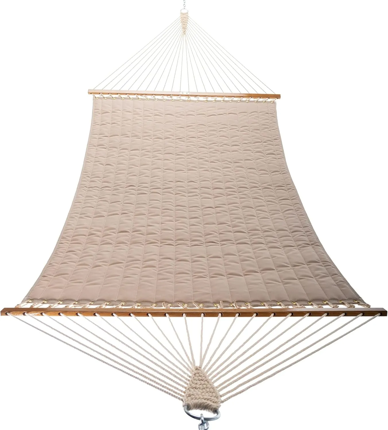 Original Pawleys Island Large Antique Beige Sunbrella Quilted Hammock with Free Extension Chains & Tree Hooks, Handcrafted in The USA, Accommodates 2 People, 450 LB Weight Capacity, 13 ft. x 55 in.