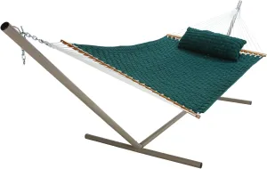 Original Pawleys Island Large Green Soft Weave Hammock with Free Extension Chains and Tree Hooks, Accommodates 2 People, 450 LB Weight Capacity, 13 ft. x 55 in.
