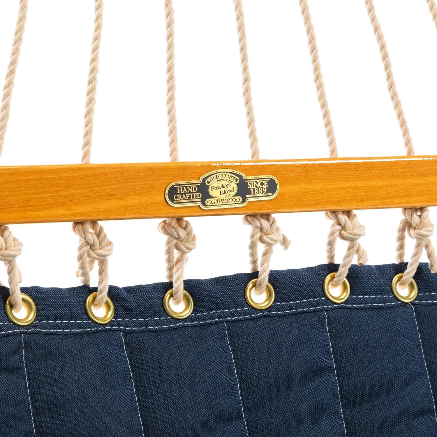 Original Pawleys Island Large Spectrum Indigo Sunbrella Quilted Hammock with Free Extension Chains & Tree Hooks, Handcrafted in The USA, Accommodates 2 People, 450 LB Weight Capacity, 13 ft. x 55 in.