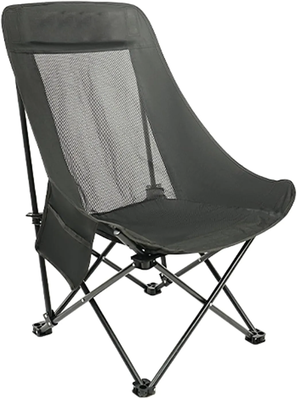 Outdoor Beach Folding Chair, Portable Breathable Mesh High-Back Camping Chair, Three-Speed Adjustable, with Storage Bag, Suitable for Camping, Picnics, Fishing(Black,Medium)