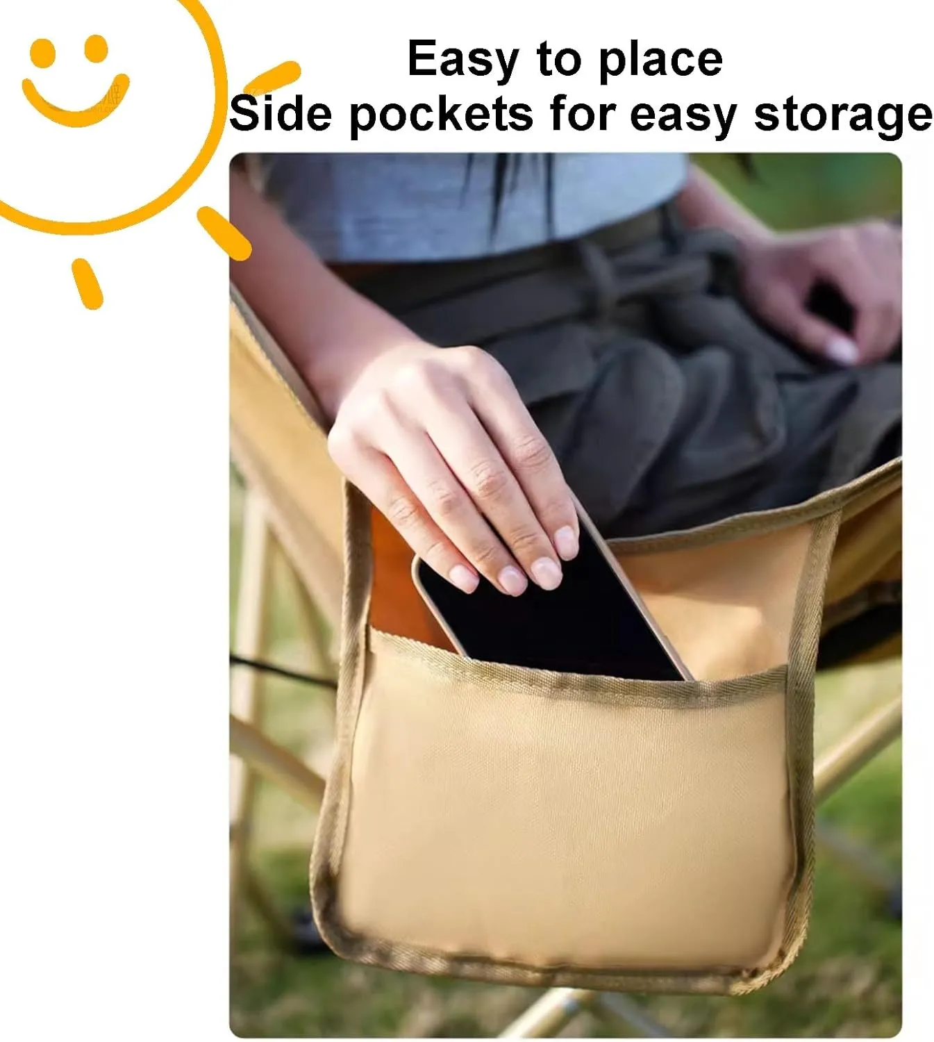 Outdoor Beach Folding Chair, Portable Breathable Mesh High-Back Camping Chair, Three-Speed Adjustable, with Storage Bag, Suitable for Camping, Picnics, Fishing(Black,Medium)