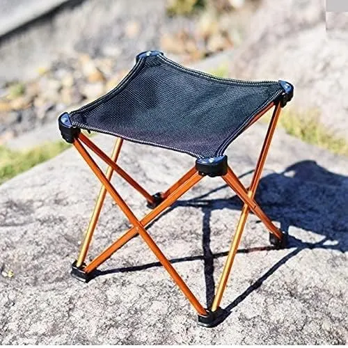 Outdoor Camp Chairs, Aluminum Alloy Ultralight Fishing Chair Foldable Portable Durable Camping Chair for Hiking Travel Outdoor Tools Lawn Chairs Adults(Orange)