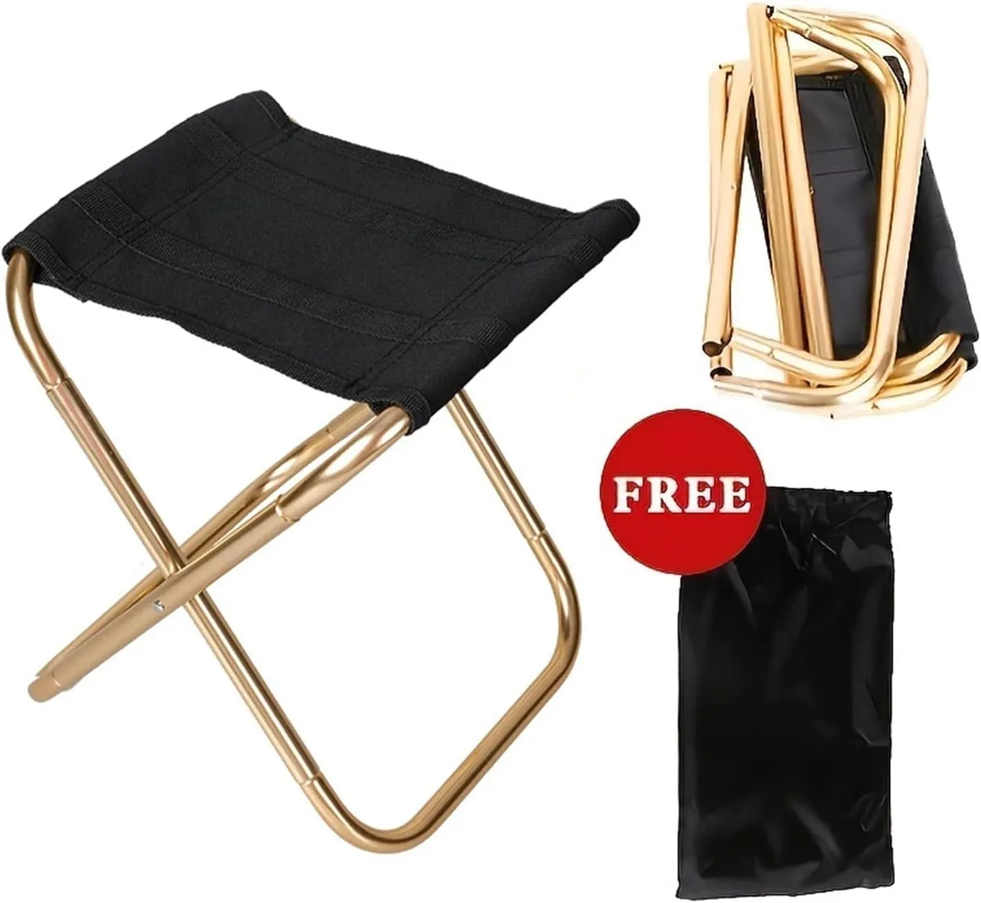 Outdoor Camping Chair Golden Aluminum Alloy Folding Chair with Bag Stool for Seat Fishing Camping(Dark Gray)