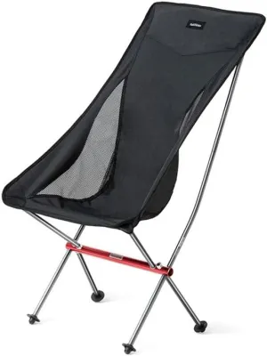 Outdoor Camping Folding Chair Camping Beach Chair Portable Fishing Chair Leisure High Back Chair Black Gray(Black)
