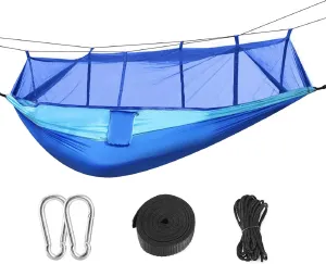 Outdoor Camping Hammocks, 600lbs Load 2 Persons Hammocks with Mosquito Net Outdoor Hiking Camping Hommocks Portable Nylon Swing Hanging Bed