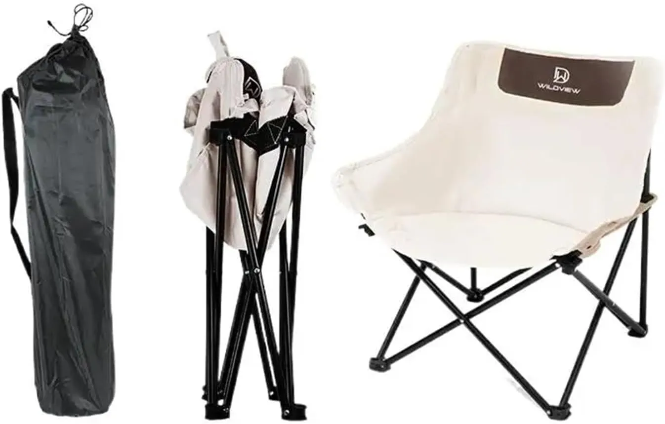 Outdoor Camping Picnic Folding Moon Chair Lazy Leisure Portable Director Art Sketching Recliner Fishing Tools (Size : Elegant Black)