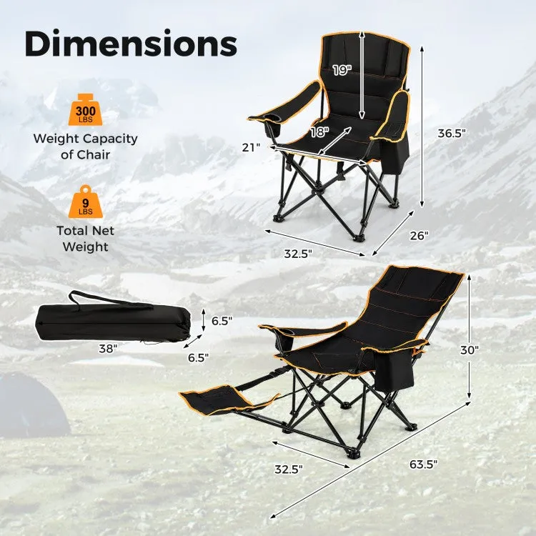 Outdoor Folding Camping Chair - Portable Leisure Chair with Footrest - Suitable for Camping, Hiking, and Fishing