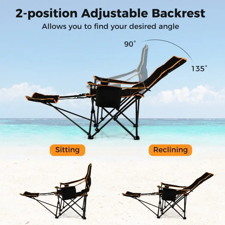 Outdoor Folding Camping Chair - Portable Leisure Chair with Footrest - Suitable for Camping, Hiking, and Fishing