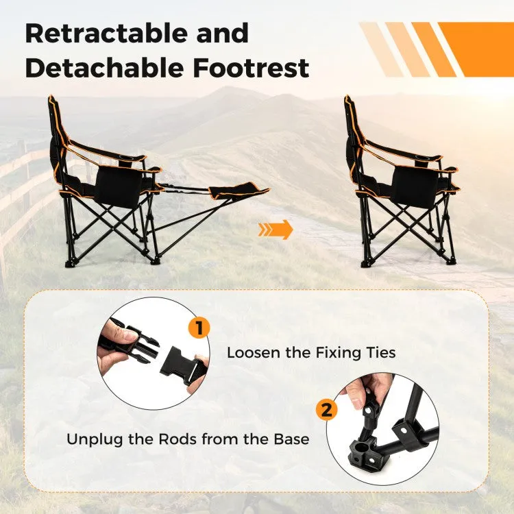 Outdoor Folding Camping Chair - Portable Leisure Chair with Footrest - Suitable for Camping, Hiking, and Fishing