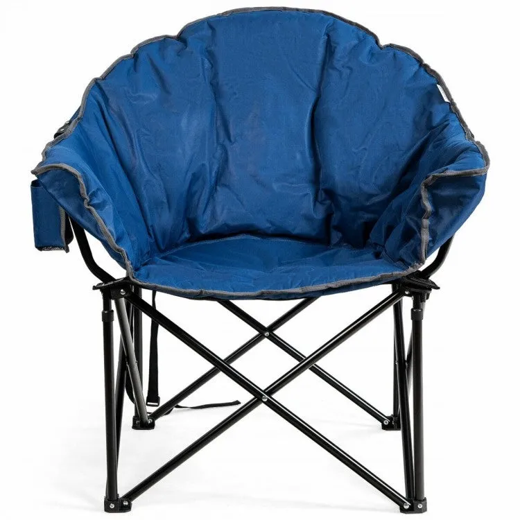 Outdoor Folding Camping Chair with Cushion and Cup Holder - Portable Carrying Bag Suitable for Picnics and Fishing