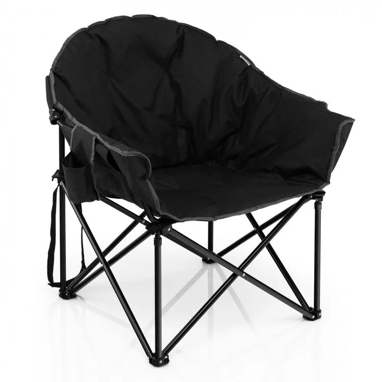Outdoor Folding Camping Chair with Cushion and Cup Holder - Portable Carrying Bag Suitable for Picnics and Fishing