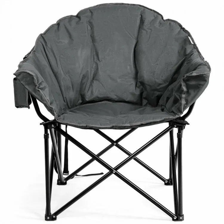 Outdoor Folding Camping Chair with Cushion and Cup Holder - Portable Carrying Bag Suitable for Picnics and Fishing