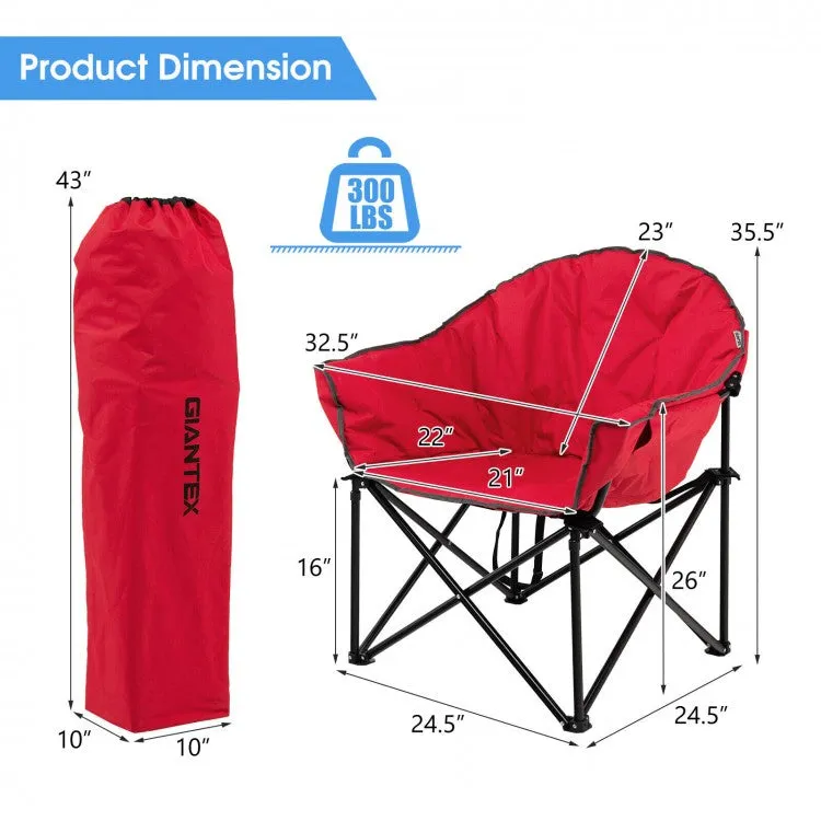 Outdoor Folding Camping Chair with Cushion and Cup Holder - Portable Carrying Bag Suitable for Picnics and Fishing