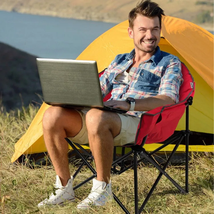 Outdoor Folding Camping Chair with Cushion and Cup Holder - Portable Carrying Bag Suitable for Picnics and Fishing