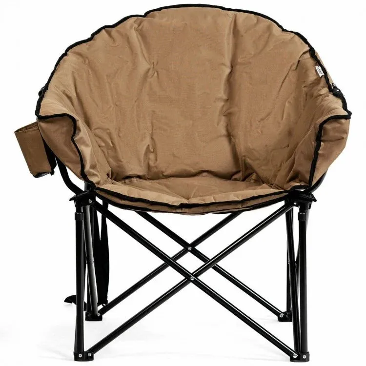 Outdoor Folding Camping Chair with Cushion and Cup Holder - Portable Carrying Bag Suitable for Picnics and Fishing