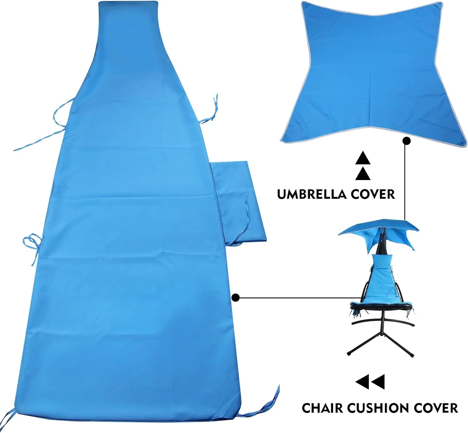 Outdoor Hanging Lounge Chair Replacement Cushion Cover and Umbrella Fabric, Made for Patio Curved Chaise Hammock Floating Swing Chair Pads, Waterproof Soft Fabric (Cushion Not Included), Orange