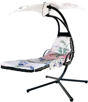 Outdoor Hanging Lounge Chair Replacement Cushion Cover and Umbrella Fabric, with 4 Tail Beads, Made for Patio Curved Chaise Hammock Floating Swing Chair Pads, Waterproof Soft Fabric (Cushion Excluded)