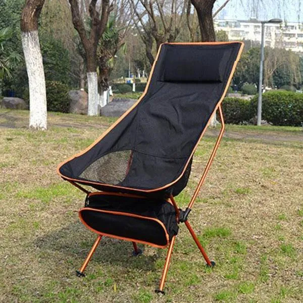 Outdoor Lengthen Portable Lightweight Folding Camping Stool Chair Seat with Bag for Fishing Festival Picnic BBQ Beach Orange