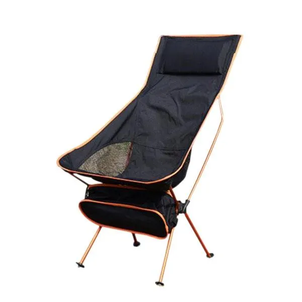 Outdoor Lengthen Portable Lightweight Folding Camping Stool Chair Seat with Bag for Fishing Festival Picnic BBQ Beach Orange
