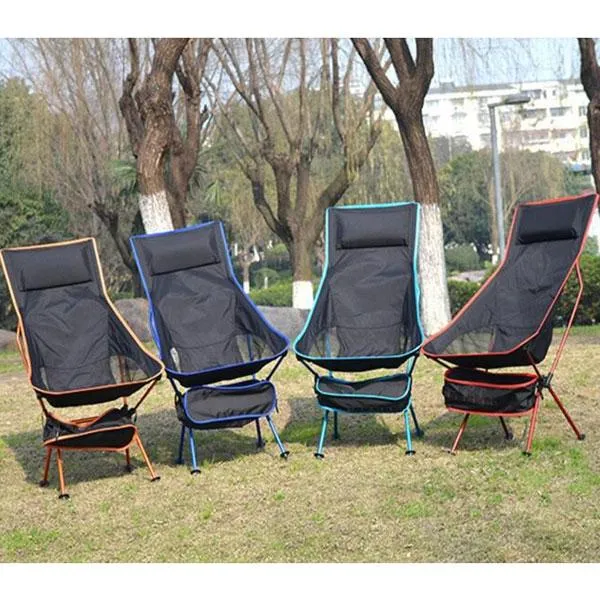 Outdoor Lengthen Portable Lightweight Folding Camping Stool Chair Seat with Bag for Fishing Festival Picnic BBQ Beach Sky Blue