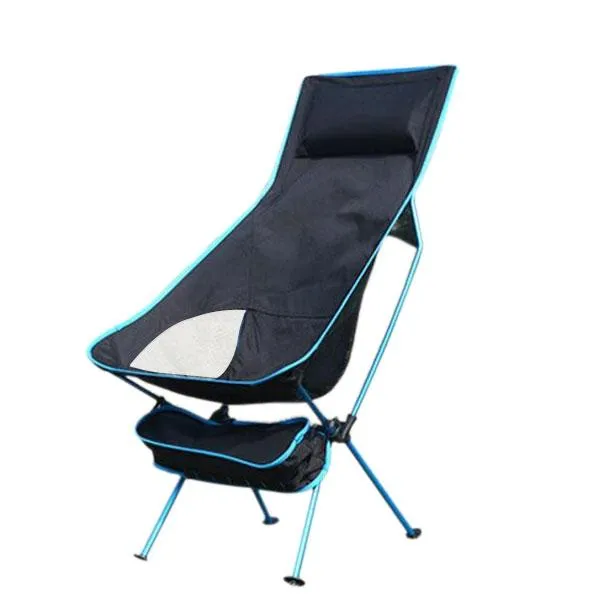 Outdoor Lengthen Portable Lightweight Folding Camping Stool Chair Seat with Bag for Fishing Festival Picnic BBQ Beach Sky Blue