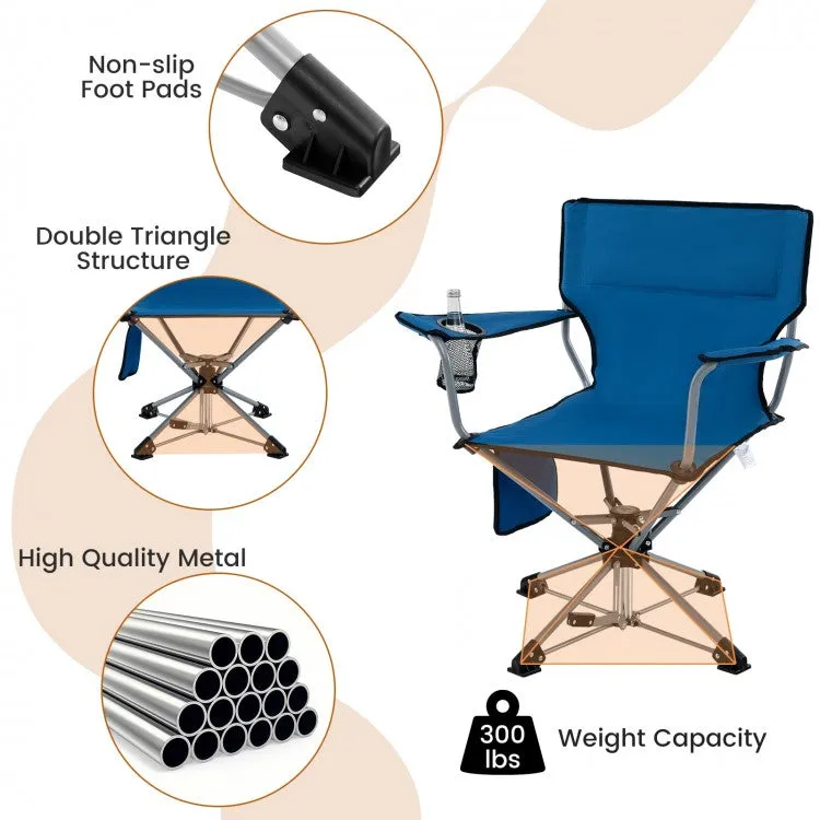 Outdoor Portable Folding Camping Chair with Swivel Function, Storage Bag, and Cup Holder - Suitable for Hiking, Fishing, and Camping