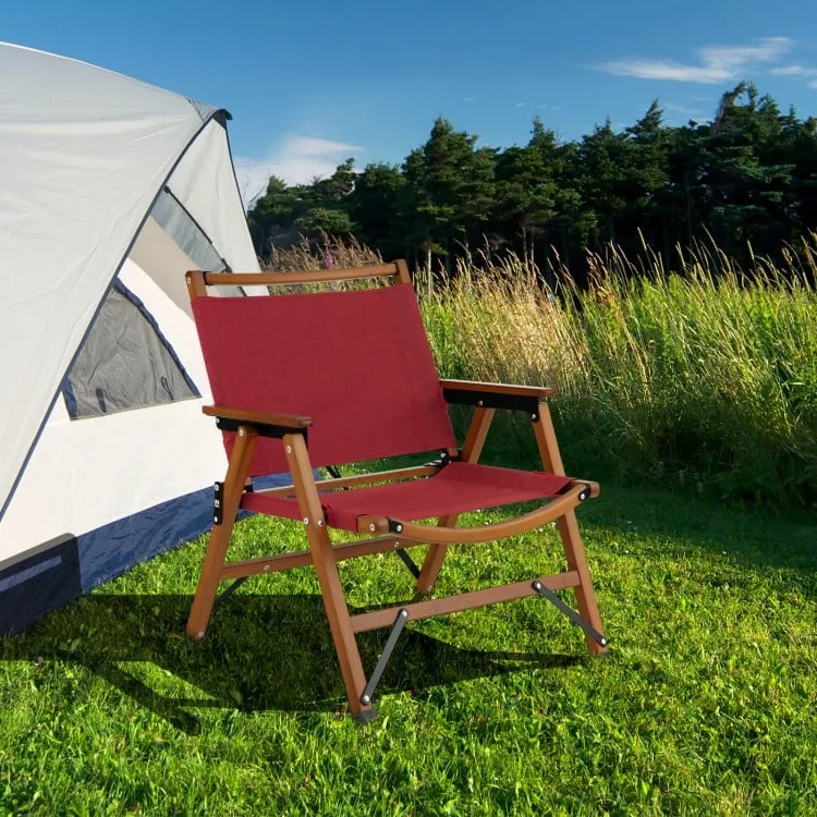 Outdoor Red Folding Camping Chairs - 2-Piece Set Beach Chairs with Portable Design - Suitable for Camping, Beach, and Travel