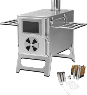 Outdoor Wood Stove, Wood Burning Stove,Heating Stove, with Stove Ring,Supports Pot Frying Pan Cooking,Outdoor Picnic, BBQ,Camping, Emergency Survival