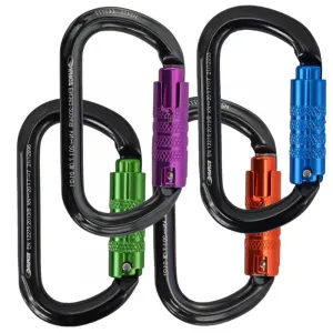 Oval 3 Way Locking Pack of 4 Carabiners