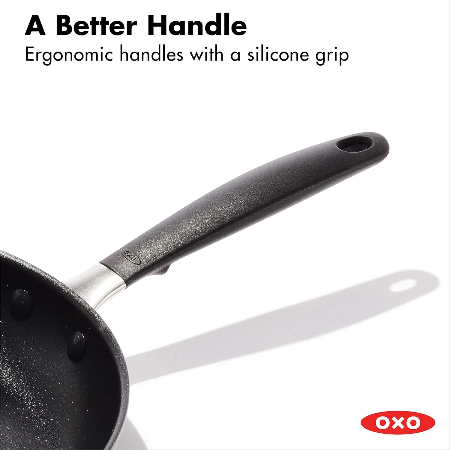 OXO Good Grips 12" Frying Pan Skillet, 3-Layered German Engineered Nonstick Coating, Stainless Steel Handle with Nonslip Silicone, Black