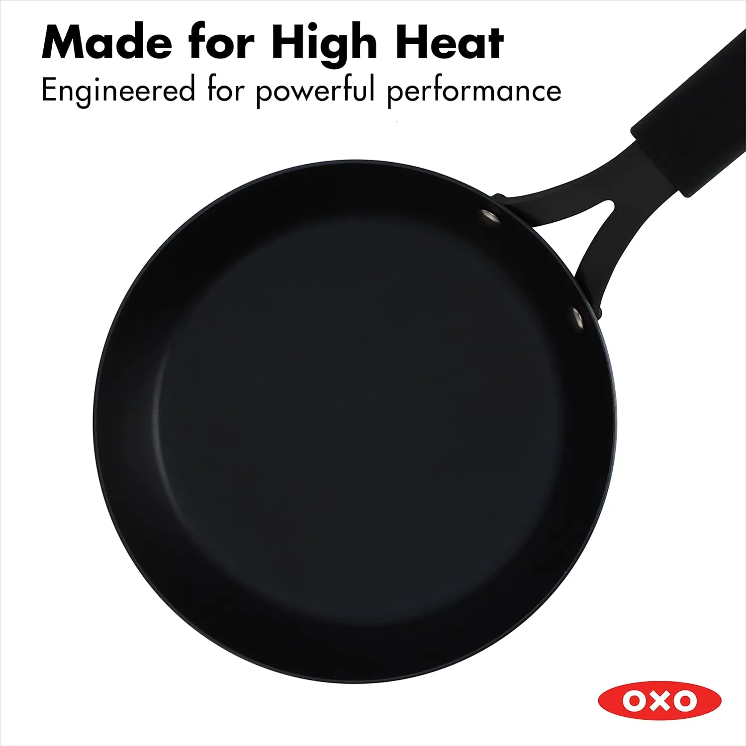 OXO Obsidian Pre-Seasoned Carbon Steel, 8" Frying Pan Skillet with Removable Silicone Handle Holder, Induction, Oven Safe, 1.8 Liters, Black
