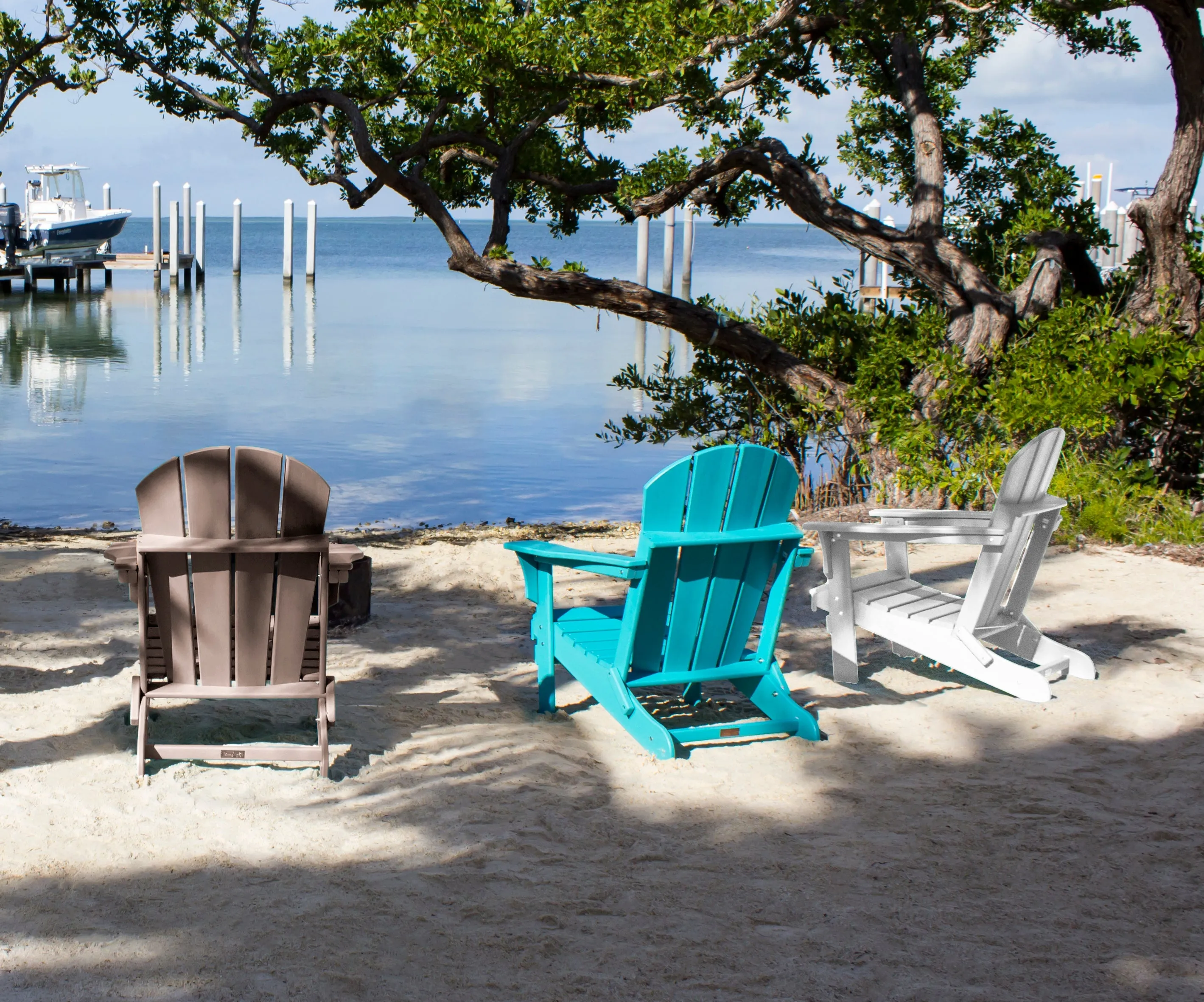 Panama Jack Polyresin Folding White Adirondack Chair