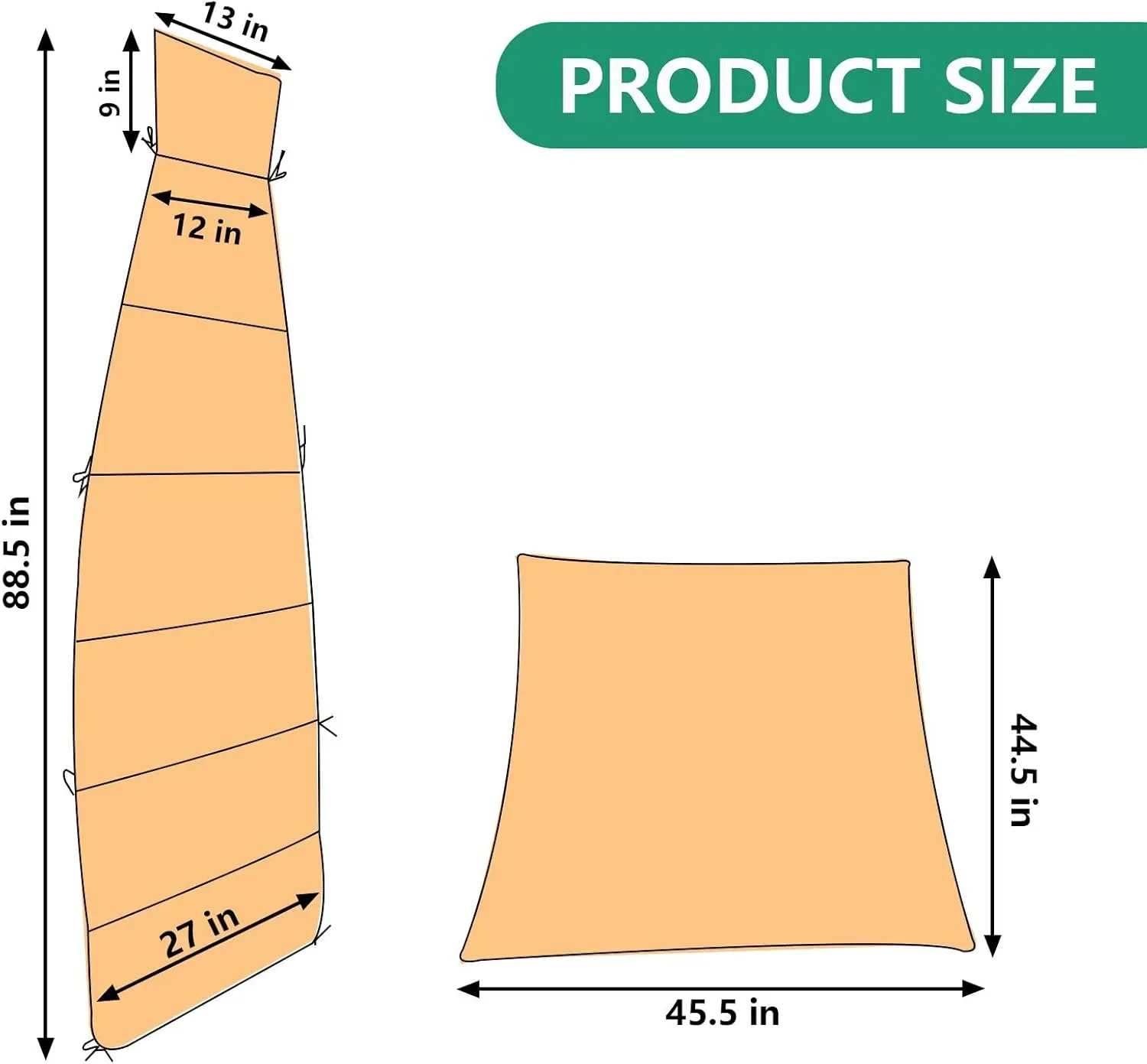 Patio Hanging Lounge Chair Replacement Cushion Cover, 90"L x 29"W, 100% Polyester, Outdoor Hanging Hammock Chair Cushion