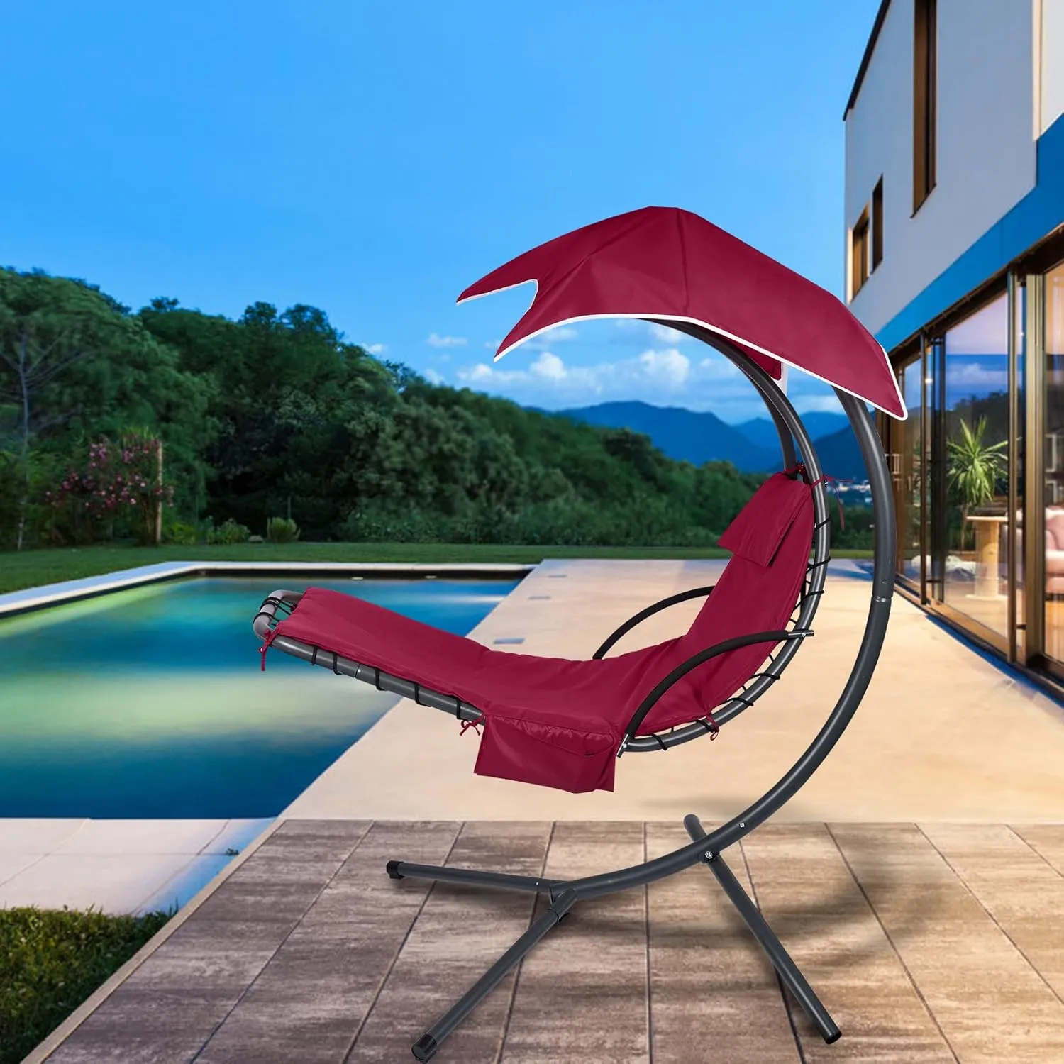 Patio Hanging Lounge Chair Replacement Cushion Cover and Umbrella Fabric, for Outdoor Hanging Hammock Chair, Outdoor Chaise Chair Pillow Pad Replacement Cushion Cover